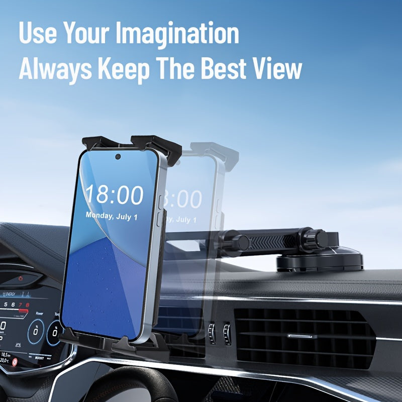 Car Truck Dashboard Tablet Phone Holder, Extended Retractable Suction Cup Car Mount Stable and Non-Shaking, Compatible with 4-14 Inch Phones and Tablets