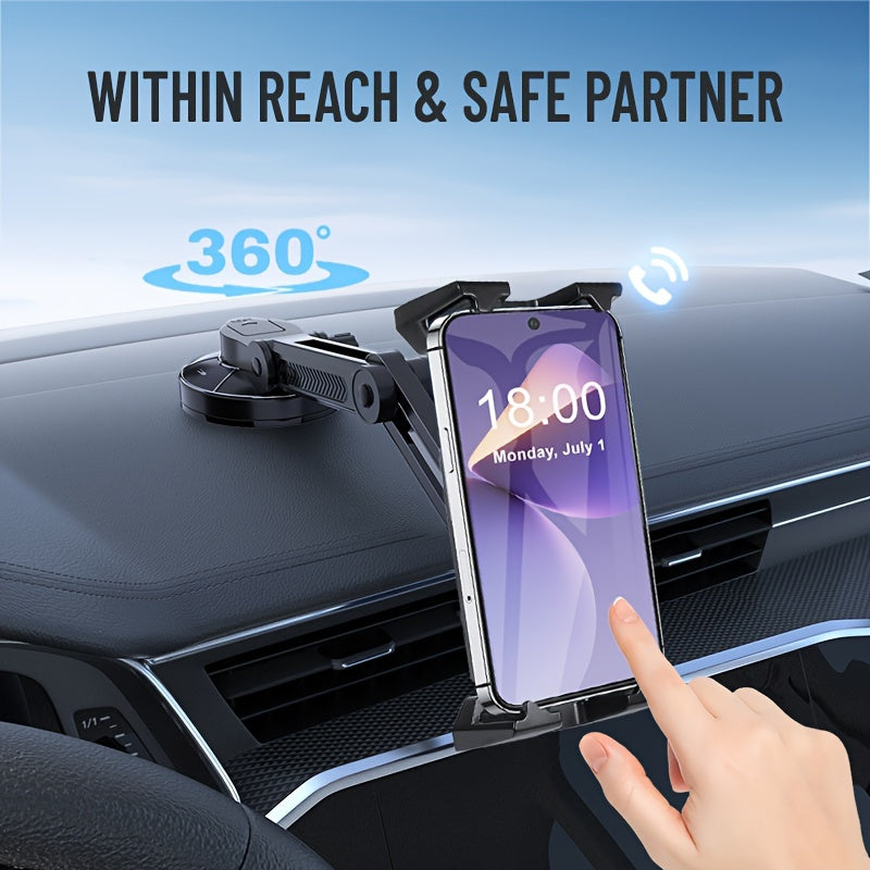 Car Truck Dashboard Tablet Phone Holder, Extended Retractable Suction Cup Car Mount Stable and Non-Shaking, Compatible with 4-14 Inch Phones and Tablets